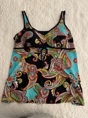 Swim by Cacique sweemwear tankini Paisley black/green pants beach women’s 26